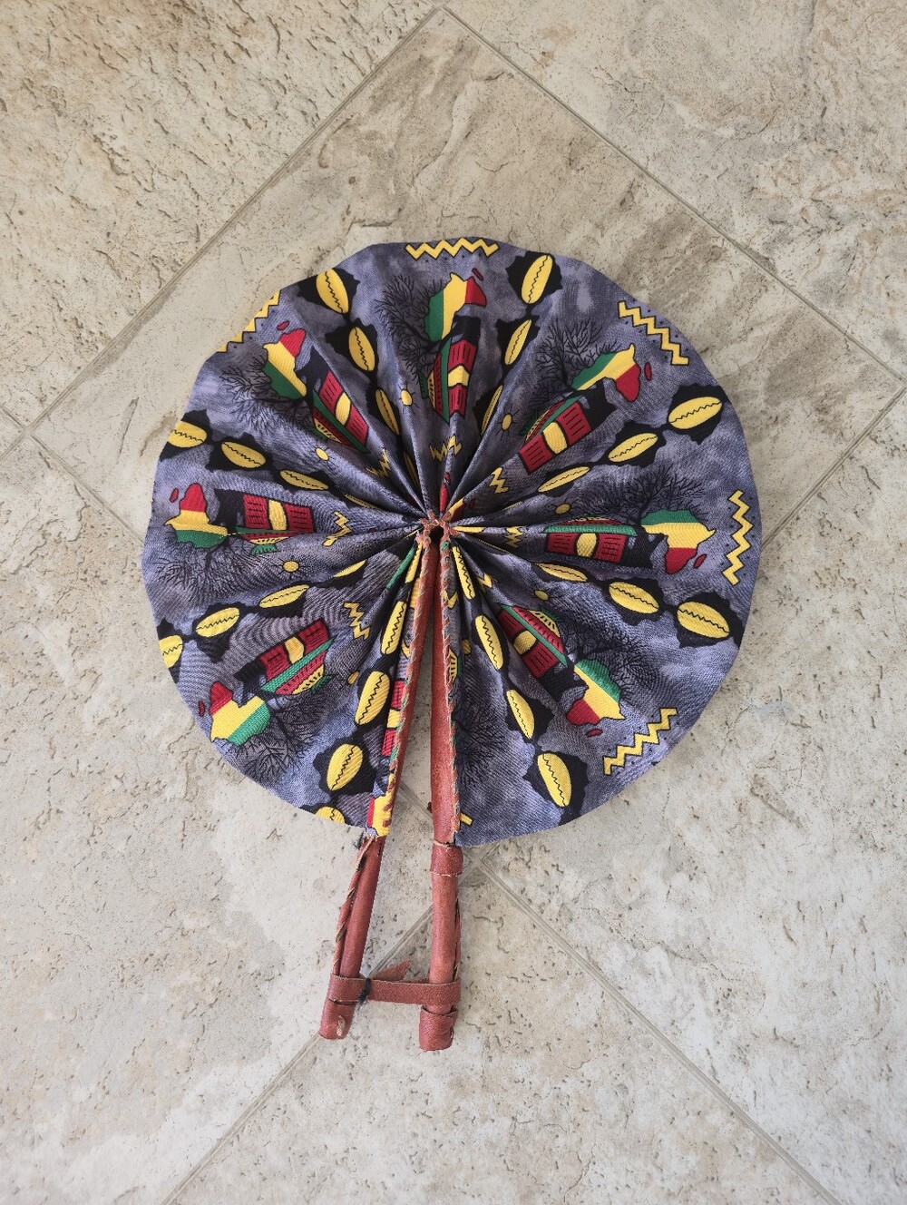 Handmade African Print Folding Fan  Multicolor
